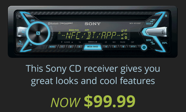 This Sony CD receiver gives you great looks and cool features. Now $99.99.