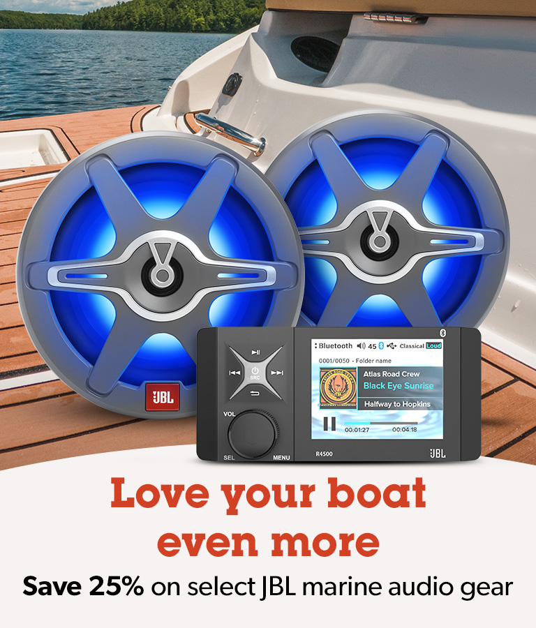 Love your boat even more. Save 25% on select JBL marine audio gear.