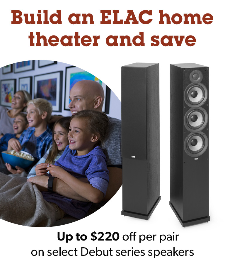 Build an ELAC home theater and save. Up to $220 off per pair on select Debut series speakers.